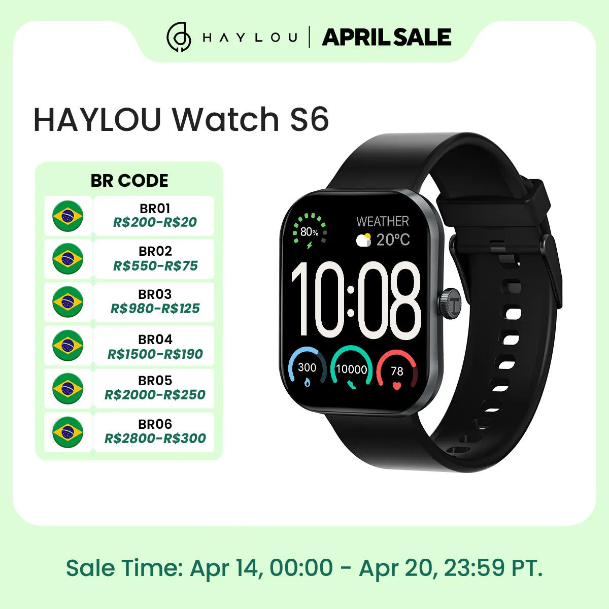 (Com Moeda 87,80) Haylou Relgio S6 Smartwatch 2.01
